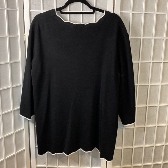 Cable & Gauge Women Sweater Black With White Trim Size 3X - Picture 2 of 5